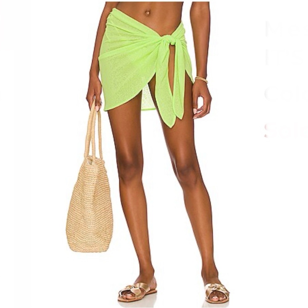 IT'S NOW COOL Mesh Sarong Cover Up in Lime